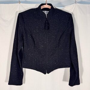 Vintage Jessica Howard Black Sparkly Cropped Jacket